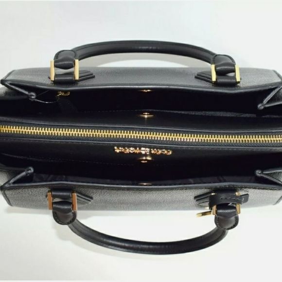 Michael Kors Crossbody Daria Large Triple Compartment Black Leather Satc… - Picture 9 of 11